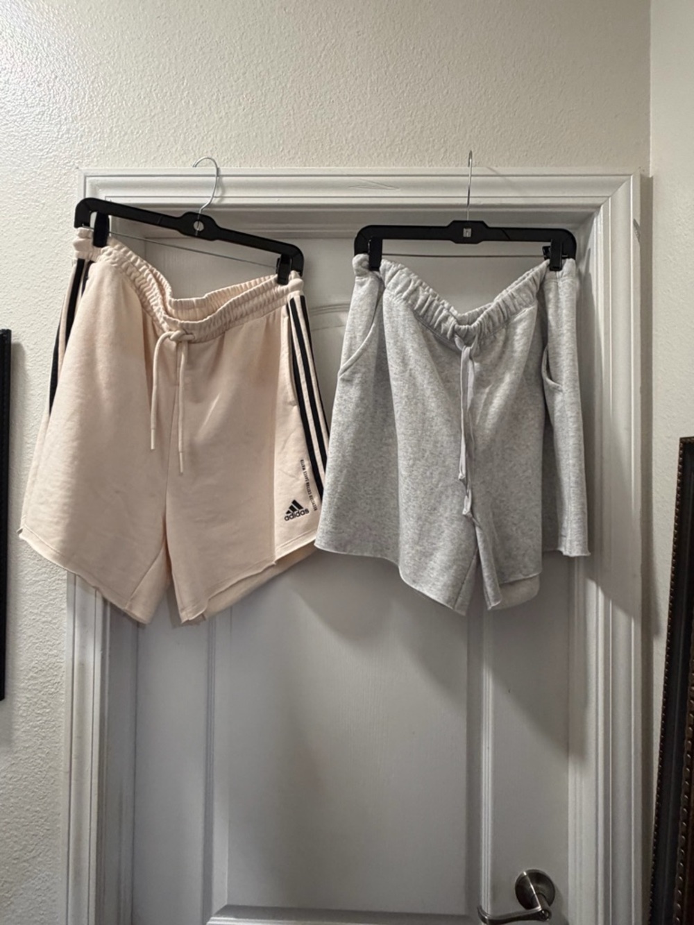 adidas Women's Cream and Light Gray Athletic Lounge Shorts Duo